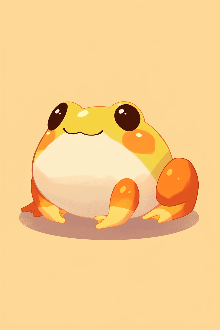 Halloween frog drawing ideas 2 featuring a cartoon frog designed with candy corn colors, giving it a festive and whimsical appearance.